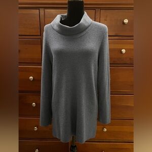J Jill cowl neck tunic sweater, slate blue, cotton/acrylic/nylon, size M